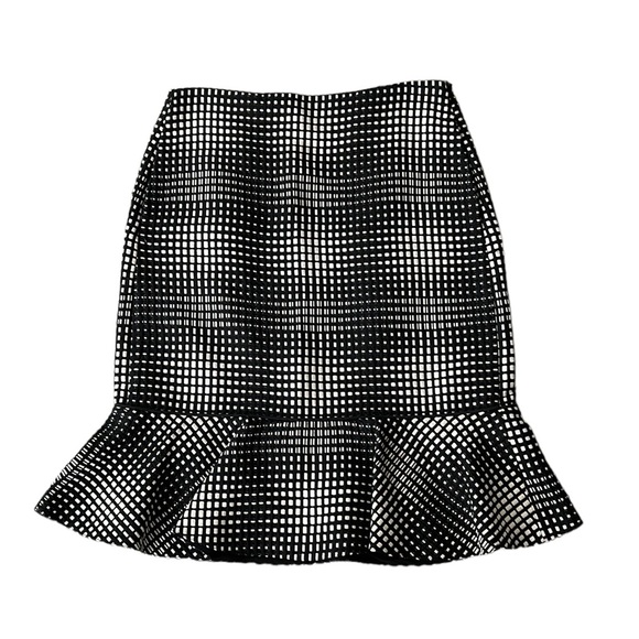 Emanuel Ungaro Paris Black & Ivory Silk Blend Woven Flounce Peplum Skirt - 4 - Picture 2 of 15